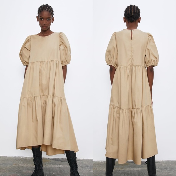 zara asymmetric poplin dress